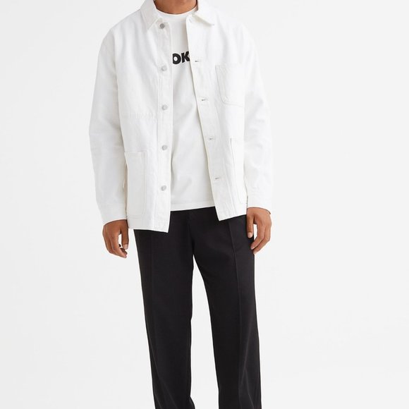White Cotton Twill Overshirt - Picture 4 of 4